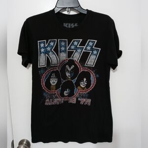 KISS RETRO STYLE BAND TOUR TEE "ALIVE IN '77" SHORT SLEEVE T SHIRT
